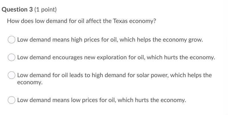 How does low demand for oil affect the texas economy?-example-1