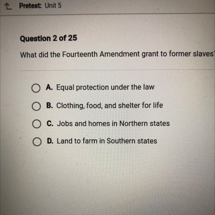 What did the Fourteenth Amendment grant to former slaves?-example-1