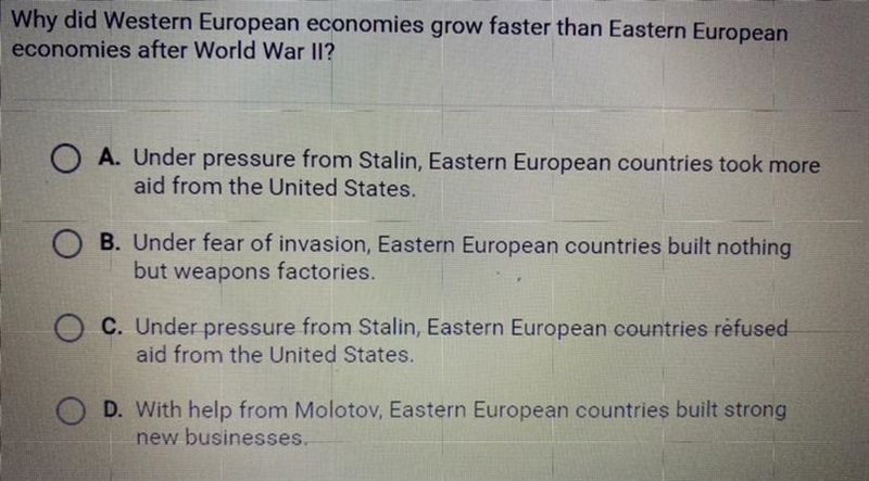 Why did Western European economies grow faster than Eastern European economies after-example-1