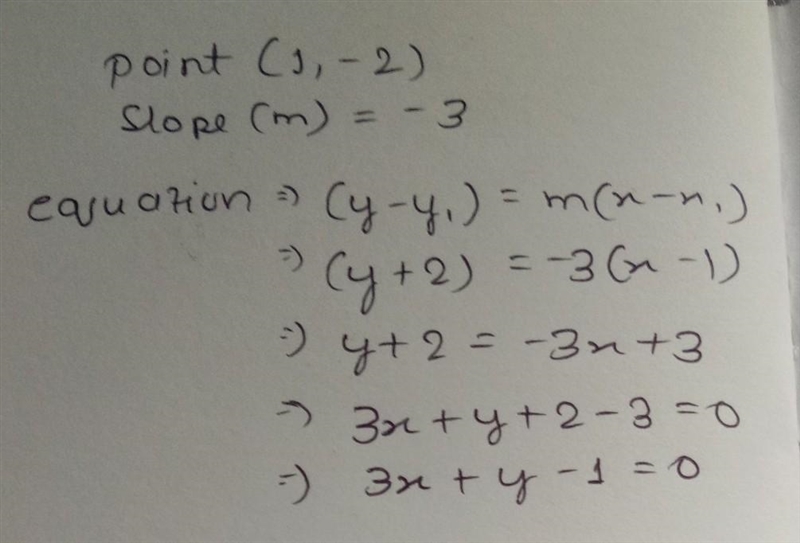 What is the equation of the line that has a slope of -3 and goes through the point-example-1