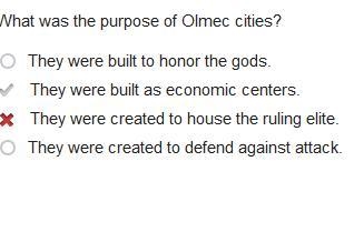 What was the purpose of Olmec cities? - They were built to honor the gods - They were-example-1