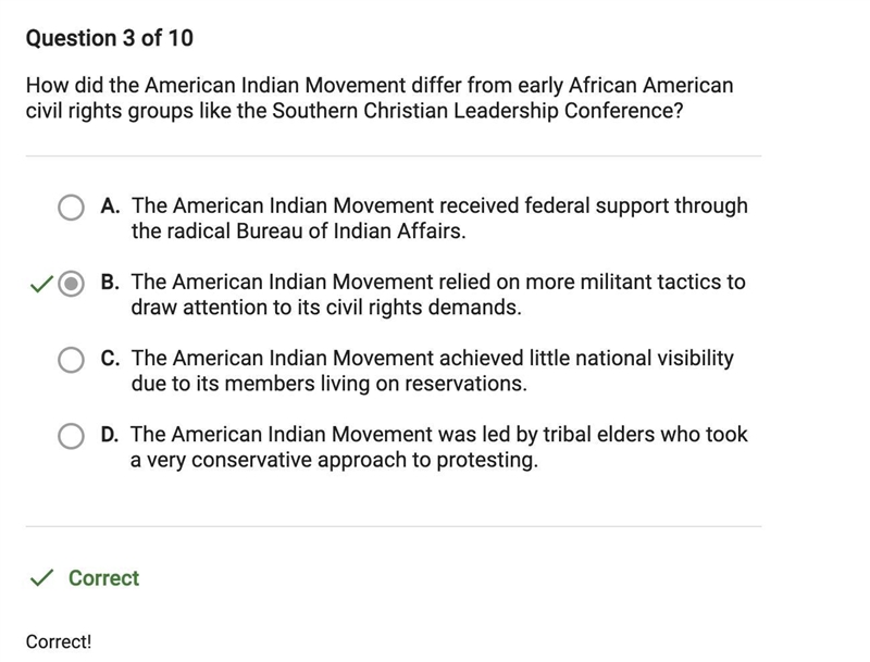 How did the American Indian Movement differ from early African American civil rights-example-1