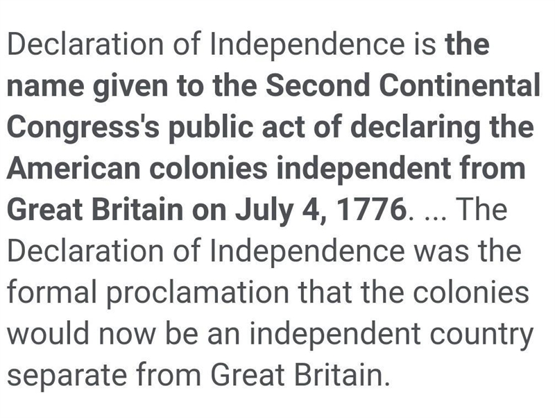 What is the meaning and purpose of the Declaration of Independence?-example-1