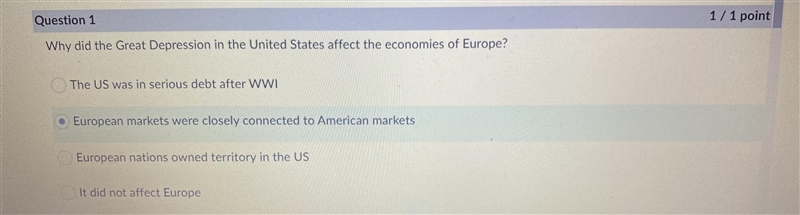 Why did the Great Depression in the United States affect the economies of Europe? Question-example-1