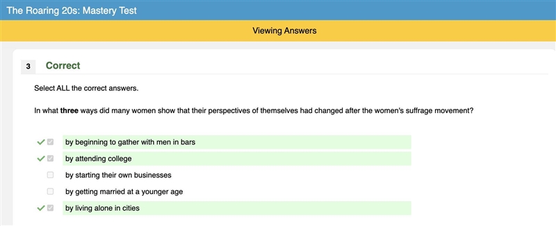 HELP NOW PLEASE In what three ways did many women show that their perspective of themselves-example-1