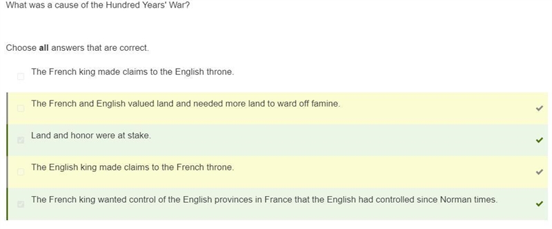 What was a cause of the Hundred Years' War? Choose all answers that are correct. The-example-1