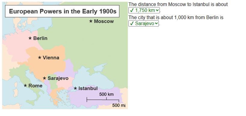 The distance from Moscow to Istanbul is about ________km. A. 500mi B. 1,000km C. 1,750km-example-1