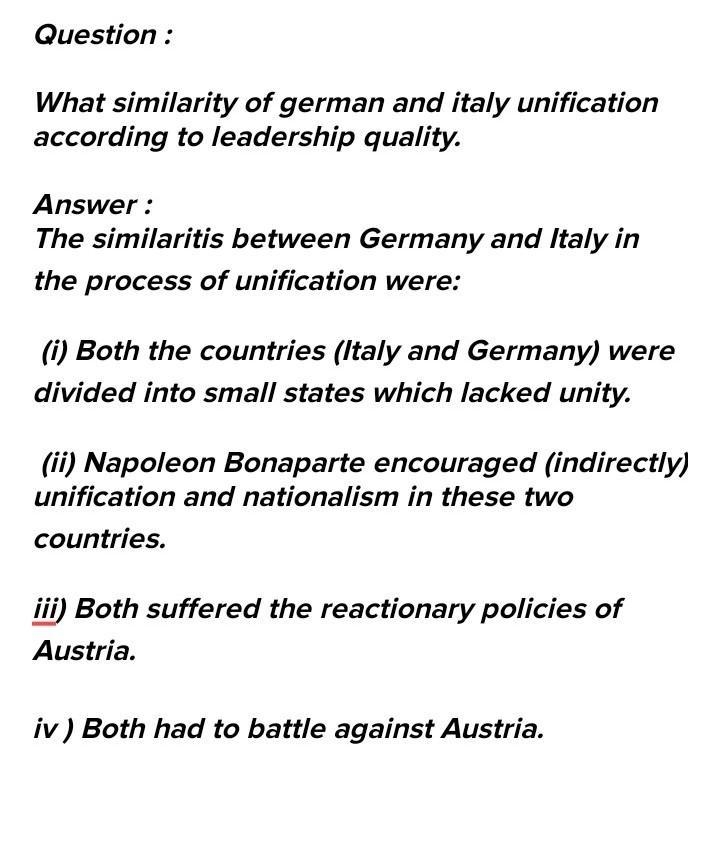 What similarity of german and italy unification according to leadership quality ​-example-1