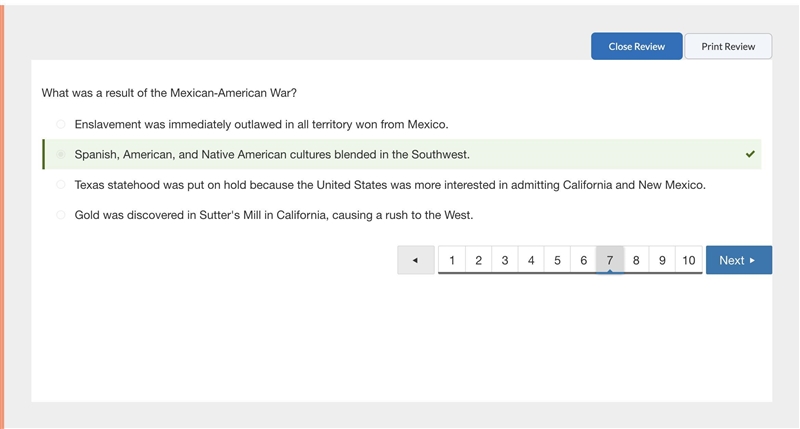 What was a result of the Mexican-American War? Gold was discovered in Sutter's Mill-example-1