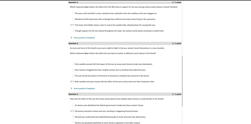 How was the effect of the war felt across social classes from wealthy slave owners-example-2