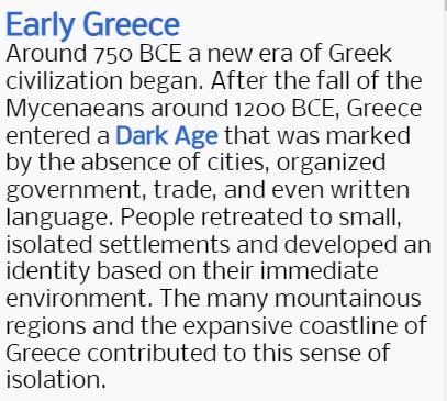 The Dark Age of Greece was marked by each of the following EXCEPT which one? A. small-example-1