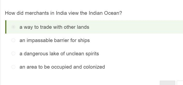 How did merchants in India view the Indian Ocean? an area to be occupied and colonized-example-1