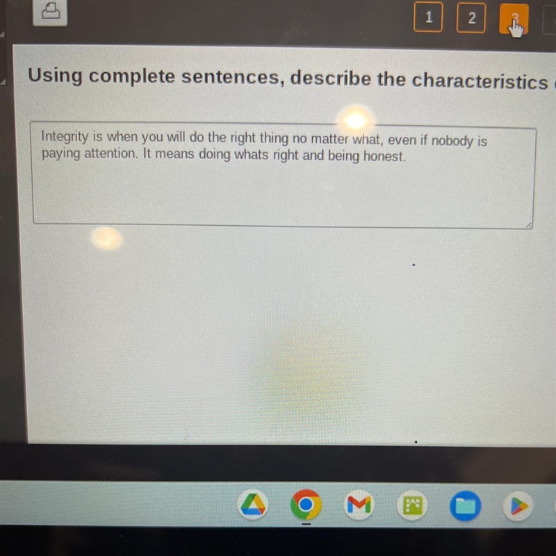 Using complete sentences, describe the characteristics of integrity.-example-1