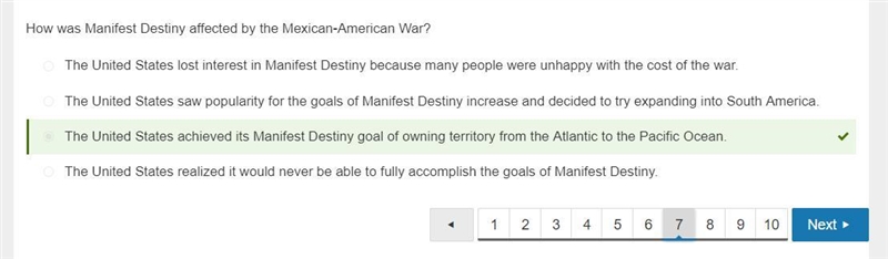 How was Manifest Destiny affected by the Mexican-American War? The United States lost-example-1