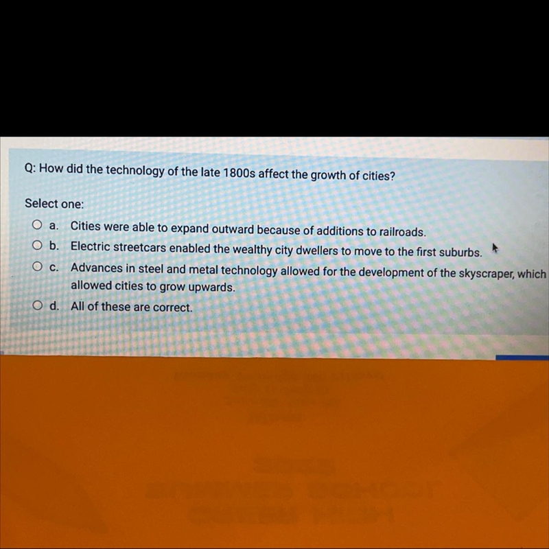 How did the technology of the late 1800s affect the growth of cities?-example-1