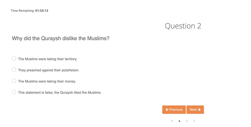 Why did the Quraysh dislike the Muslims? A) The Muslims were taking their territory-example-1