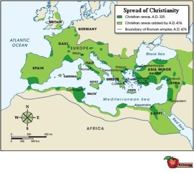 Based on the map, which of these statements is true of Christianity? It was limited-example-1