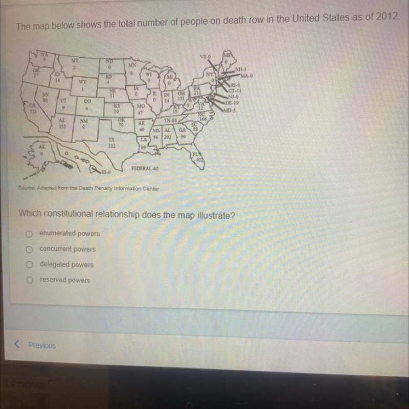 21-2022 The map below shows the total number of people on death row in the United-example-1