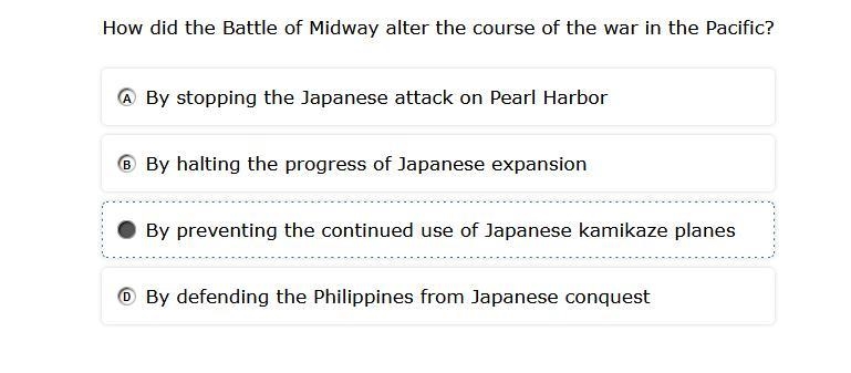 HELP how did the band of midway alter the course of the war in the pacific-example-1