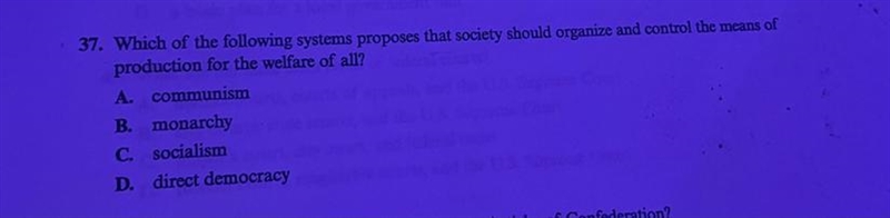 Which of the following systems proposes that society should organize and control the-example-1