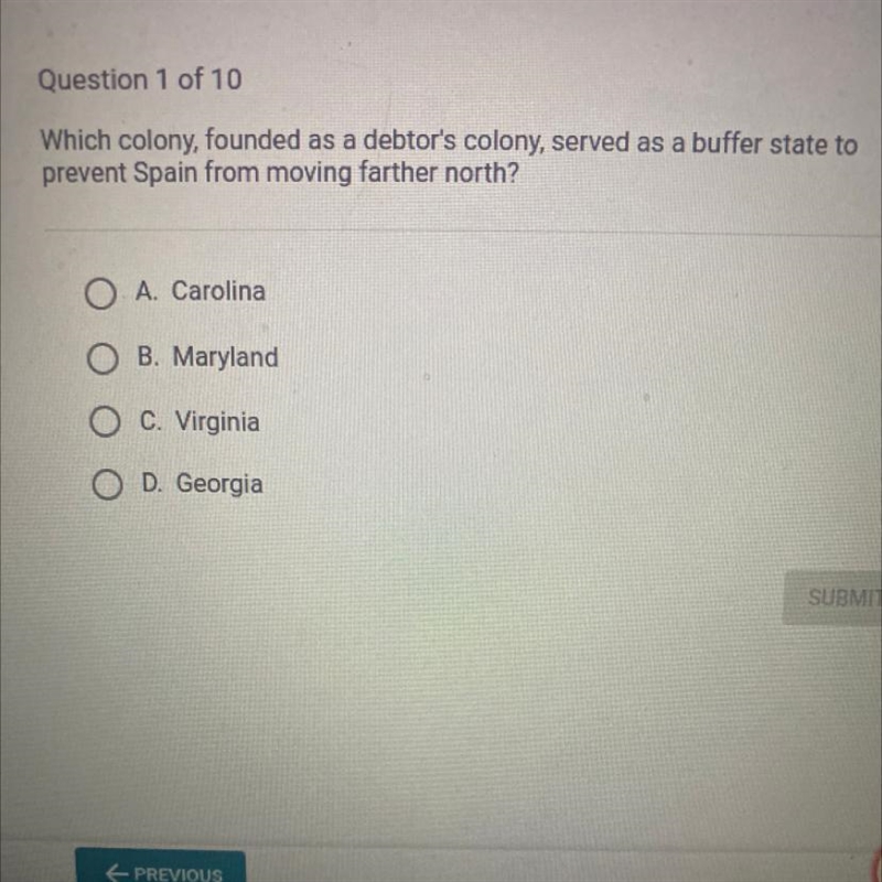 Which colony, founded as a debtor's colony, served as a buffer state to prevent Spain-example-1