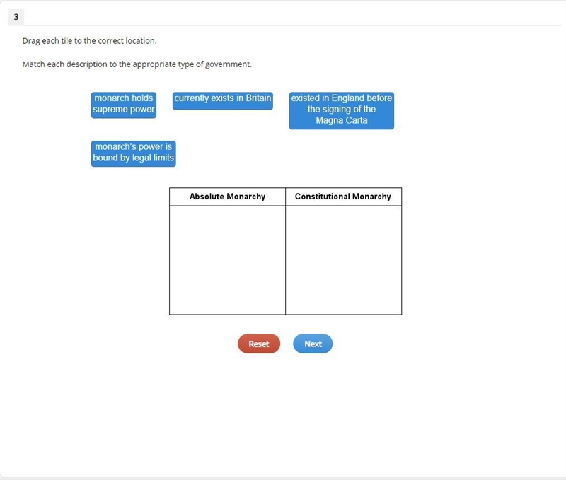 Drag each tile to the correct location. Match each description to the appropriate-example-1