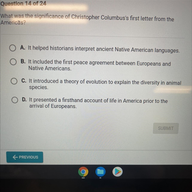 What was the significance of Christopher Columbus's first letter from the americas-example-1