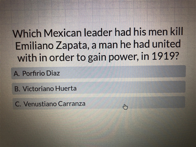 Which Mexican leader has his men kill Emiliano Zapata, a man he had united with in-example-1