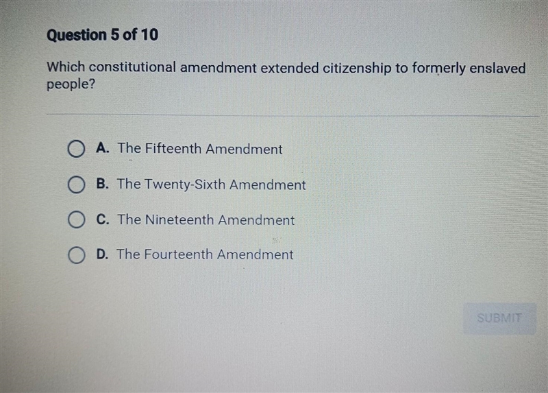 Which constitutional amendment extended citizenship to formerly enslaved people? A-example-1