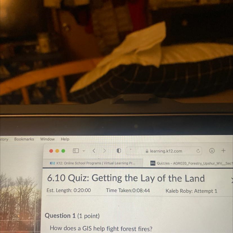 Question 1 (1 point) How does a GIS help fight forest fires? By pouring water on the-example-1