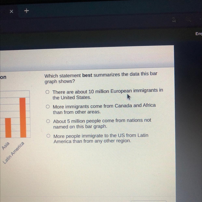 Which statement best summarizes the data this bar graph shows? O There are about 10 million-example-1