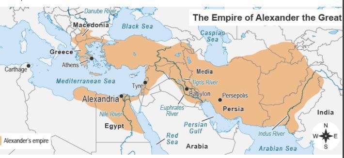 Read the map. How did the location of Alexandria affect Hellenistic culture? Its location-example-1