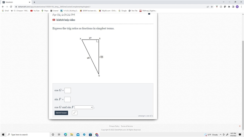 Express the trig ratios as fractions in simplest terms-example-1