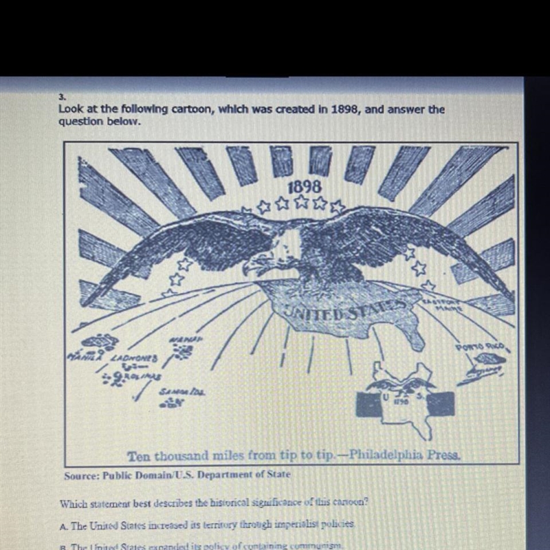 A. The Unites Stated increased its territory through imperialist policies. B. The-example-1