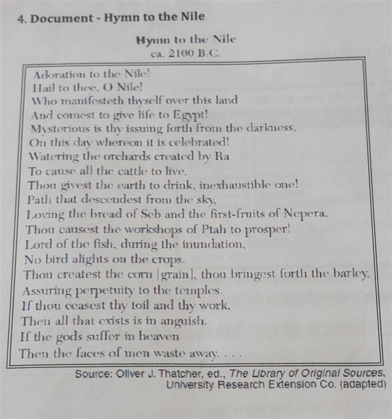 Based on this poem , identify two ways the Nile River influenced the economic development-example-1