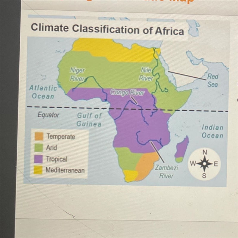 Which type of climate is found in the most northern part of Africa? tropical arid-example-1