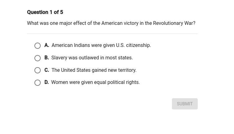 What was one major effect of the American victory in the revolutionary war?-example-1