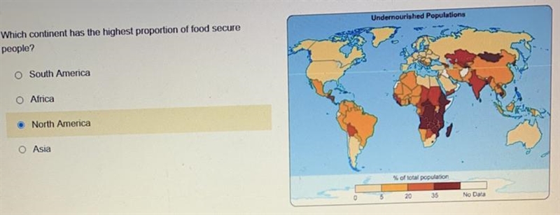 Which continent has the highest proportion of food secure people?-example-1