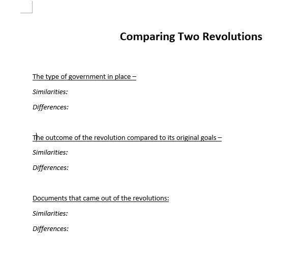 75 POINTS HISTORY similarities and differences american and british revolution-example-1