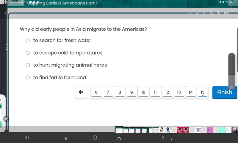 Why did early people in Asia migrate to the Americas?-example-1