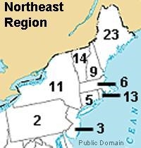 Using the map above, what number is on the state with the capital city of Albany?-example-1