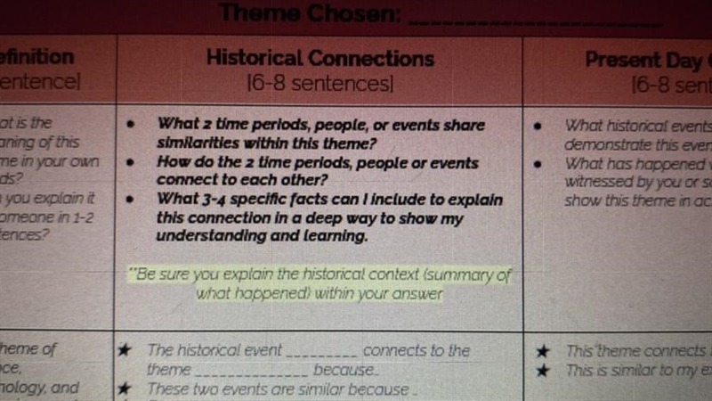 Someone please help, the theme I chose was Science Technology and The Environment-example-1