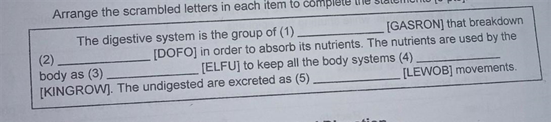 Unscrambling the letters: process of digestion​-example-1