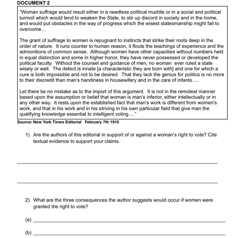 PLEASE HELP with the Second question! “What are the three consequences the author-example-1