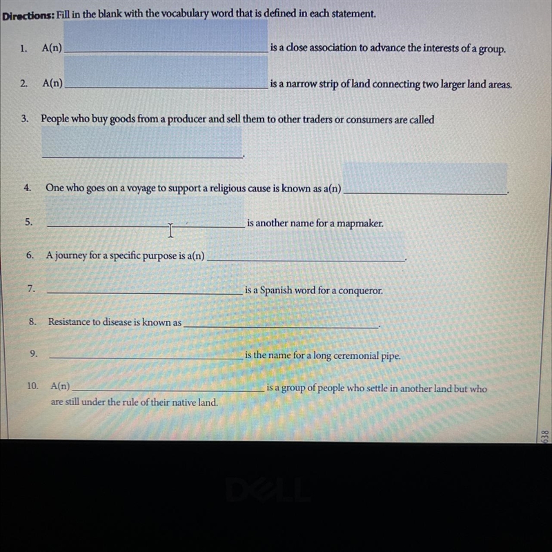 Vocabulary: Fill in the Blank Directions: Fill in the blank with the vocabulary word-example-1