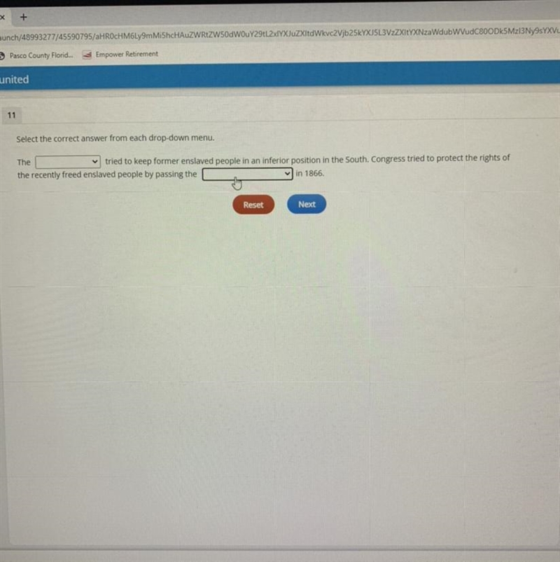 Select the correct answer from each drop-down menu. The ______ tried to keep former-example-1