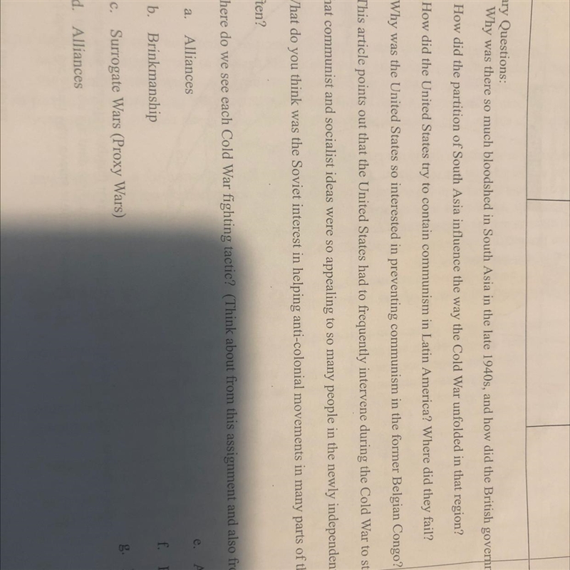 How did the partition of South Asia influence the way the Cold War unfolded in that-example-1