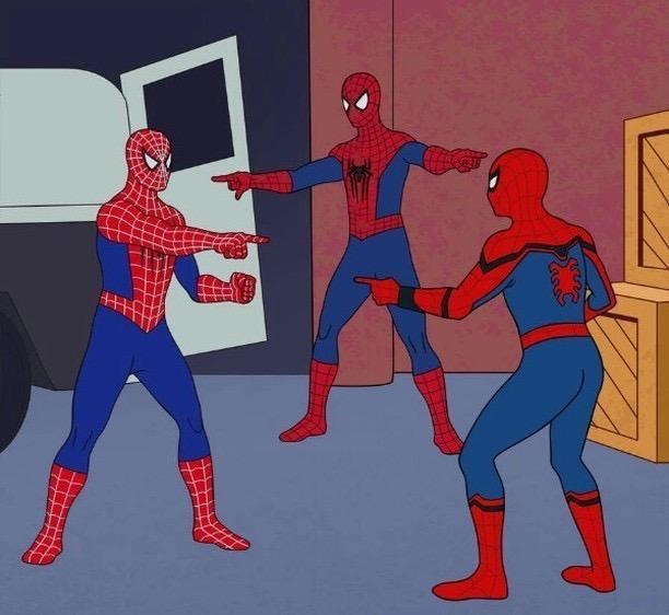 Which spider man is which? (Name all three of them, image provided)-example-1