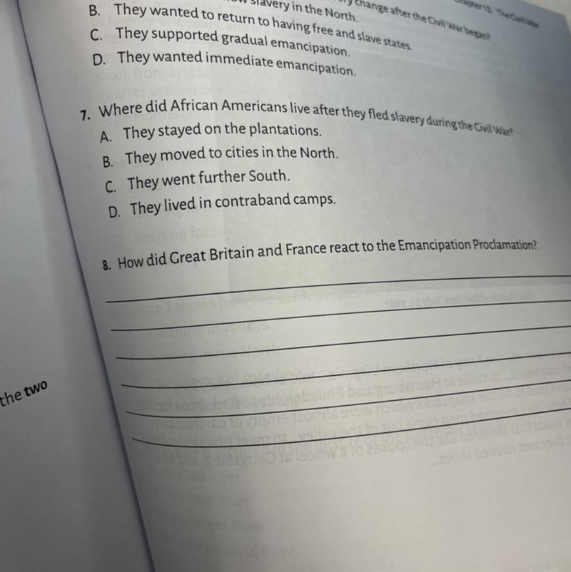 Where did African Americans live after they fled slavery during the civil war?-example-1