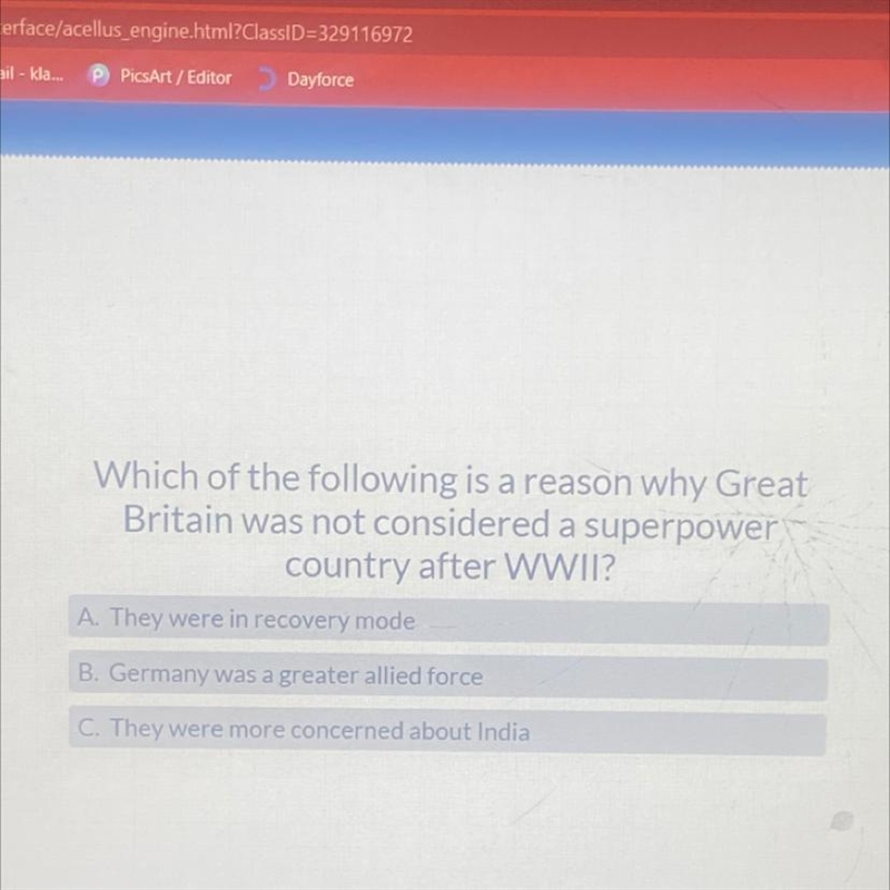 Which of the following is a reason why Great Britain was not considered a superpower-example-1